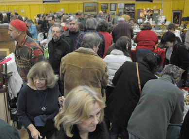 The aisles at the show were packed throughout the day.