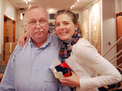 Skinner's manager of property distribution Jessica Lincoln coaxed a presale smile from Jim Callahan, director of the Asian works of art department.