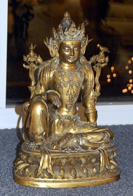 The Ming dynasty, Yongle period gilt bronze figure of Bodhisattva realized $65,175.