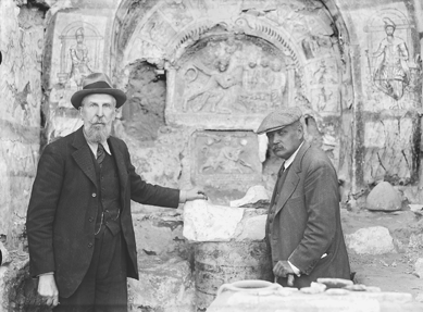 Archaeologists Franz-Valery-Marie Cumont of Belgium and the Russian-born Michael Rostovtzeff of Yale University are pictured at the Mithraeum around 1933‱934.
