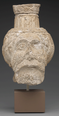 A limestone male head, possibly Zeus Megistos, was found in the Temple of Zeus Megistos.