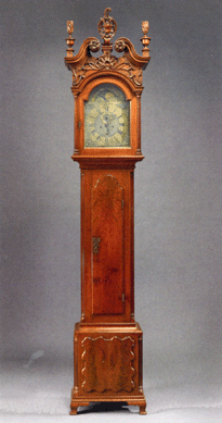 With a high presale estimate of $6,000, this tall case clock, Pennsylvania, circa 1675, took off and sold for $61,000. Chippendale in carved walnut, it had a brass dial and measured 94 inches high.