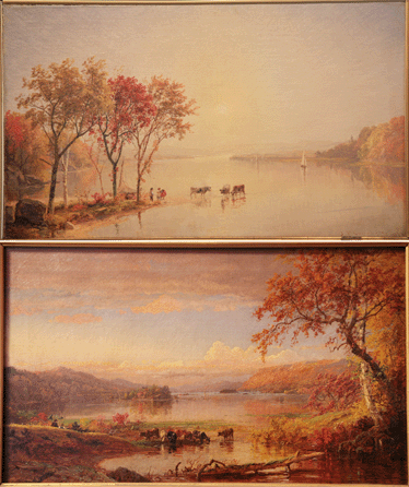 The two stolen paintings are works by noted Nineteenth Century landscape artist Jasper Cropsey. They are "Upper Hudson,†(shown at top) dating to 1871, and "Greenwood Lake,†dating to 1876. 