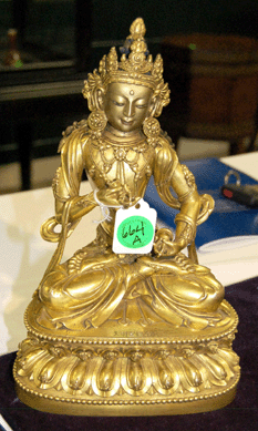 A Chinese gilt-bronze figure of the Vajrasattva Buddha was passed initially, but sold later for $70,800.