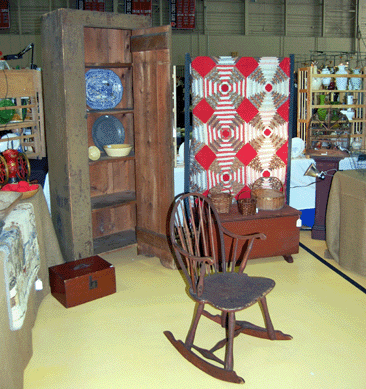 The Rhode Island Windsor youth chair had been converted to a rocker. From Bayberry Antiques, Rockland, Mass.