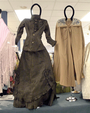Back In Time Antiques, Mahopac, N.Y.,  offered vintage ladies fashions, including this dress and wool cape.