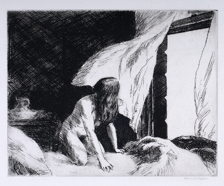 Edward Hopper's 1921 etching "The Evening Wind†breezed to $77,800 on the phone.