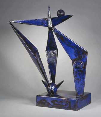 "Blue Construction,†1938, sheet steel with baked enamel finish, 36¼ by 28½ by 30 inches, courtesy National Gallery of Art, Washington, D.C. ©Estate of David Smith/ VAGA New York. 