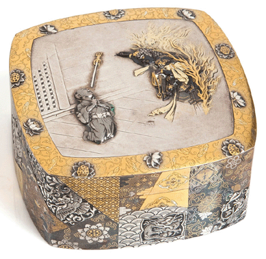 Leading the sale of Japanese works of art was an important mixed metal box and cover by Unno Moritoshi (1834‱896) that sold for $170,000.