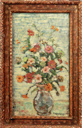 The top lot in the auction and a standout among many fine paintings in the sale was this flower still life by Maurice Prendergast. It realized $103,500.