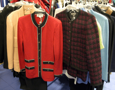 St Johns and Chanel jackets were a good find at the Second Time Around, Brooklyn, N.Y.