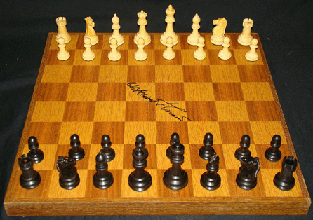 The chess set used by Bobby Fischer and Boris Spassky in their historic 1972 match was the sale's top lot, soaring to $76,275.