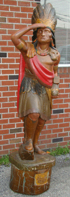 This circa 1890s cigar store Indian, 7 feet tall, nicknamed "Chief Poke in the Nose,†realized $62,150.