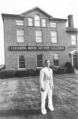 Tommy LeClair in front of the Clearing House gallery on Church Street in Wethersfield.