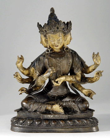 Bidders liked the Yamantaka figure with eight arms and four heads that was seated on a lotus throne and drove it to $41,400.