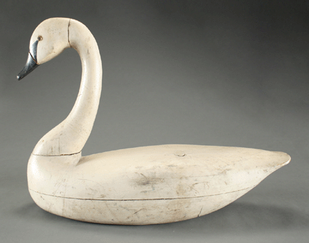 A rare swan decoy by Charles Birch sold over estimate at $186,500, a world auction record for maker.