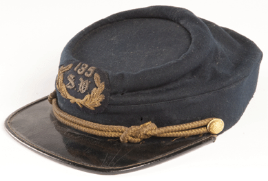 Some Union troops preferred comfortable soft wool forage caps, such as the example on view.