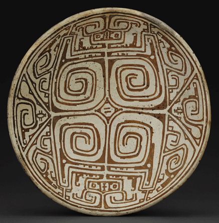 Plate, Marajó culture, Marajó  Island, Brazil, 400‱300 AD, earthenware with colored slips. Denver Art Museum; Collection of Frederick and Jan Mayer. 