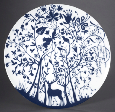 Tord Boontje, "Table Stories†dinnerware plate, 2005, porcelain, underglaze blue. Manufactured by Authentics, Germany. Denver Art Museum; gift of Jill A. Wiltse and H. Kirk Brown III. 