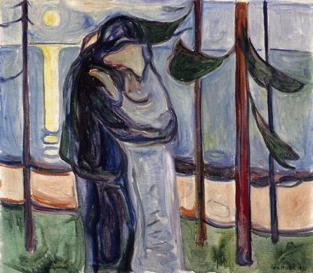Edvard Munch, "The Kiss (On the Shore),†1921, oil on canvas. Sarah Campbell Blaffer Foundation, Houston.