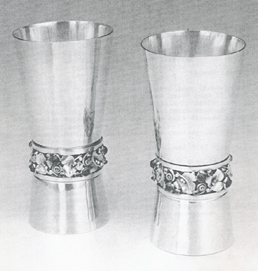 Two Edward E Oakes handmade sterling silver and amethyst goblets, 5¼ inches tall.