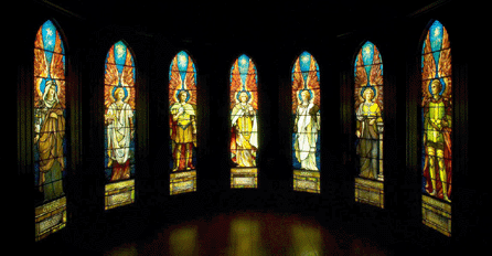Louis Comfort Tiffany, all seven windows, leaded stained glass, about 1902. Tiffany Studios, 1902‱932. ⁄ouglas A. Lockard photo