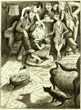 Peggy Bacon, "The Whole Scene†(Illustration for Mercy and the Mouse), late 1920s, graphite, charcoal and ink. Collection of Alexander Bacon Brook. ⁂en Caswell photo