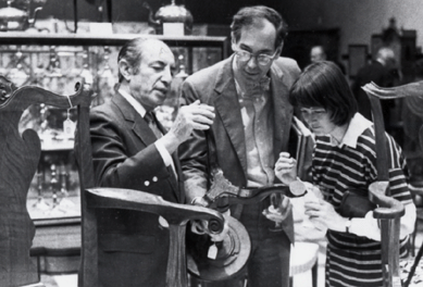 Albert with Morrison and Fenella Heckscher at the sale of the Cora and Benjamin Ginsburg collection in 2003.