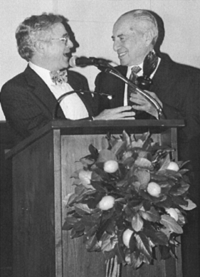 Arthur Liverant presents his good friend with the ADA's first Award of Merit in Philadelphia in 2002.