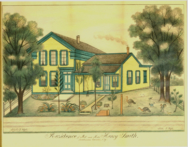 Fritz Vogt was a vernacular precisionist, as can be seen in this drawing of the "Residence of Mr and Mrs Henry Smith,†dated November 7, 1895. Colored and graphite pencil on paper. Collection of Frank Tosto.