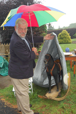 Prize for greatest distance traveled to Elm Bank goes to collector Russell Goedjen of Panama. Perhaps the horse will carry him home.