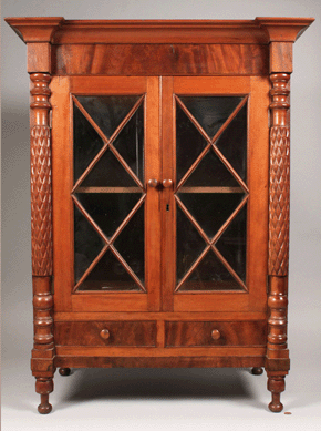 A miniature Southern cherry classical press with two glazed doors sold for $17,825.