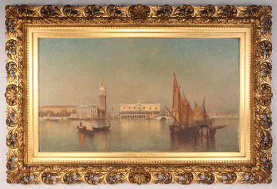 Fetching $13,225 was this panoramic oil on canvas of St Mark's Square in Venice viewed from the Grand Canal.