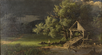 John S. Jameson, "A Storm †Summer Afternoon,†1862, oil on canvas, 18½ by 34¾ inches (image size), Richard T. Sharp Collection.