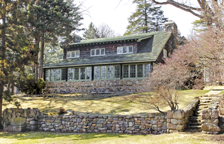 The exterior of the home built by Gustav Stickley at Craftsman Farms.