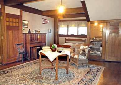 The girls' bedroom at Craftsman Farms remains today much as it did when Stickley lived there †right down to the Cornell banner on the wall.