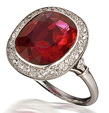 A 1924 Art Deco ruby and diamond ring sold for $69,540, more than doubling its high estimate.