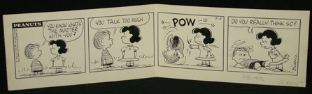 Three original Peanuts daily comic strips, including this one, sold for a combined $40,115.