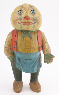 The Halloween clockwork vegetable man, painted papier mache, 16 inches tall, went out at $16,520.