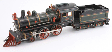 Carette (German) gauge 1 #2350 American profile steam loco and tender fetched $29,500.
