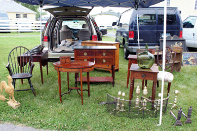 Sandy Doig of Karen Alexander Antiques, Somers, Conn., said he likes to sell from his own pop-up canopy at this show.
