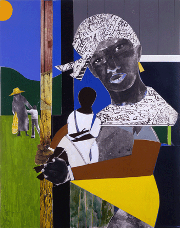 Romare Bearden, "Carolina Morning,†1974, mixed media collage on board, 30 by 22 inches. In memory of Elaine Lebenbom and Dr Miriam Mansour. Photography courtesy Franklin Riehlman Fine Art. ©Romare Bearden Foundation/Licensed by VAGA, New York City.