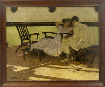 Illustrator Dean Cornwell's 1916 oil on canvas "Some Man and a Lady,†which was an illustration for a story that appeared in the Saturday Evening Post that year, brought $86,250.