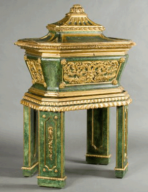 The Louis XV casket on stand, circa 1750, realized $4,025.