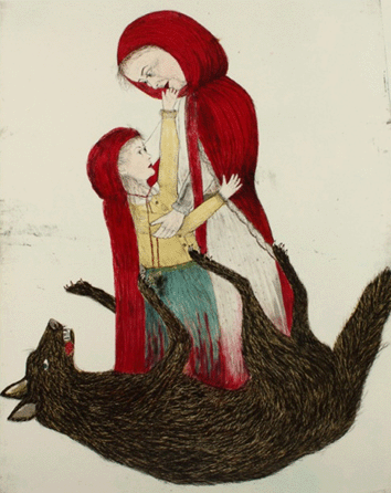 Kiki Smith, "Born,†2002, color lithograph, 68 1/8 by 56 1/8 inches). Purchase with general acquisitions fund and funds from Elaine L. Levin and Diane Wisebram and gift of Stephen Dull. Published by Harlan & Weaver, New York City