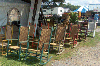 These rockers restored by Mike Stanton, a resident of downtown Bouckville, just need a good porch.