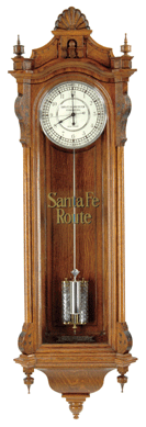 The clock collection of Dr Charles Bradley of Lubbock, Texas, included a rare Seth Thomas regulator Number 19 Santa Fe Railway System regulator clock ($30/35,000). In a spirited bidding war between two phone bidders, it went for $111,550.