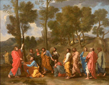 Nicolas Poussin, "The Sacrament of Ordination (Christ Presenting the Keys to Saint Peter),†circa 1636‴0, oil on  canvas,  37¾ by 47 7/8 inches, Kimbell  Art  Museum, Fort Worth, Texas.