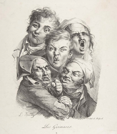 Louis Léopold Boilly (French, 1761‱845), "The Grimaces (Les Grimaces),†from the series "Recueil de Grimaces (Collection of Grimaces),†1823′8, lithograph, lithographed by Delpech, 131/8  by 10 inches. 