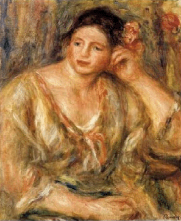 Pierre-Auguste Renoir, "Madeleine Leaning on Her Elbow with Flowers in Her Hair,†1918, 19¾ by 16¼ inches.